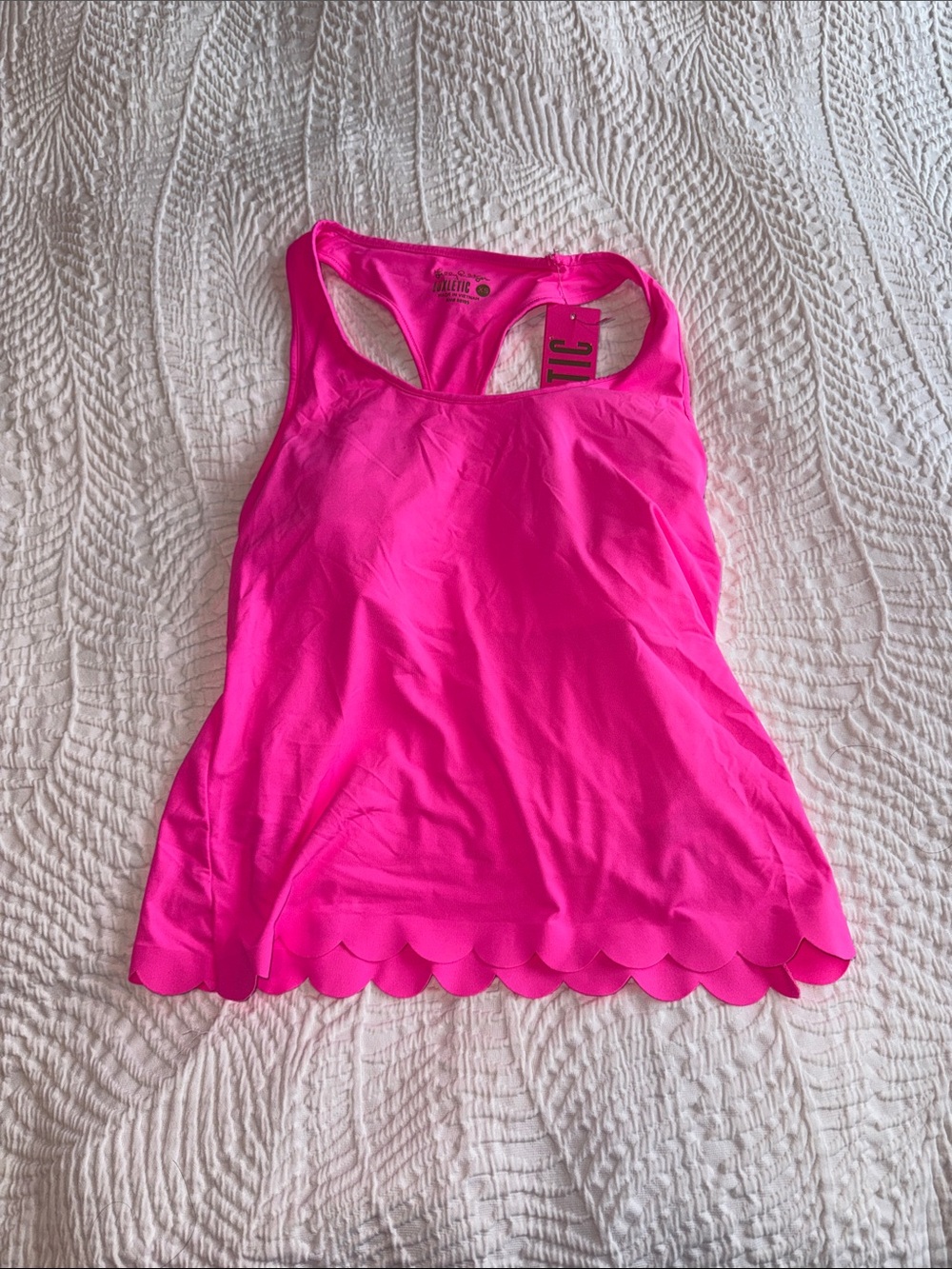 Lilly Pulitzer Neon Pink Racerback Tank with Scalloped Hem